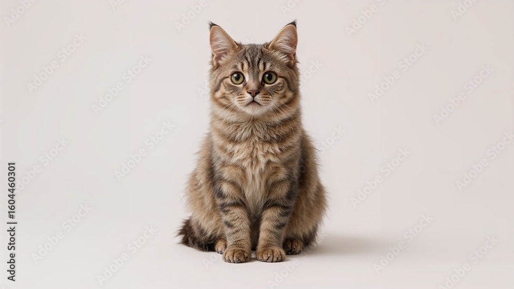 Obraz premium Adorable feline portrait from an animal rescue set against a plain backdrop