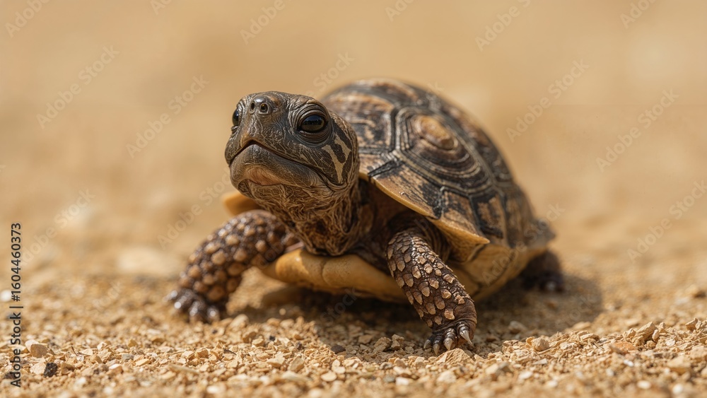 Fototapeta premium Newly born tortoise captured in detail
