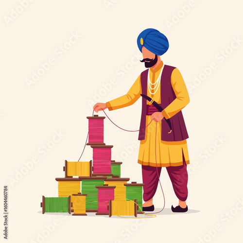Preparing Colorful Spools of Thread Festive Indian Kite Flying Celebration