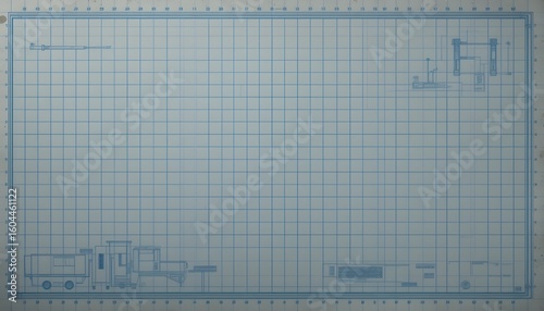 Blueprint Grid Paper with Slightly Stained Damaged Texture for Technical Drawing Background