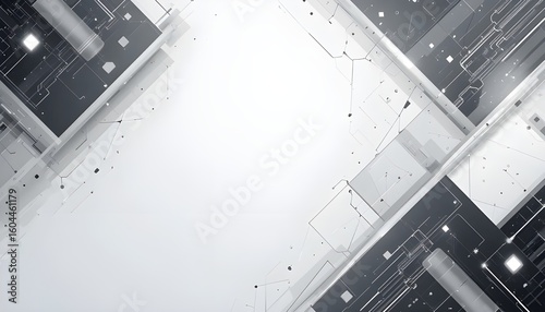 White and Grey Abstract Background with Geometric Corporate Technology Design Vector