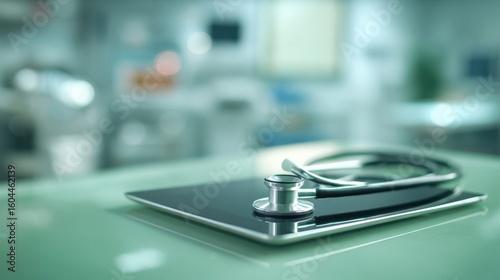 Wallpaper Mural The stethoscope resting on a tablet in a modern medical environment. Torontodigital.ca