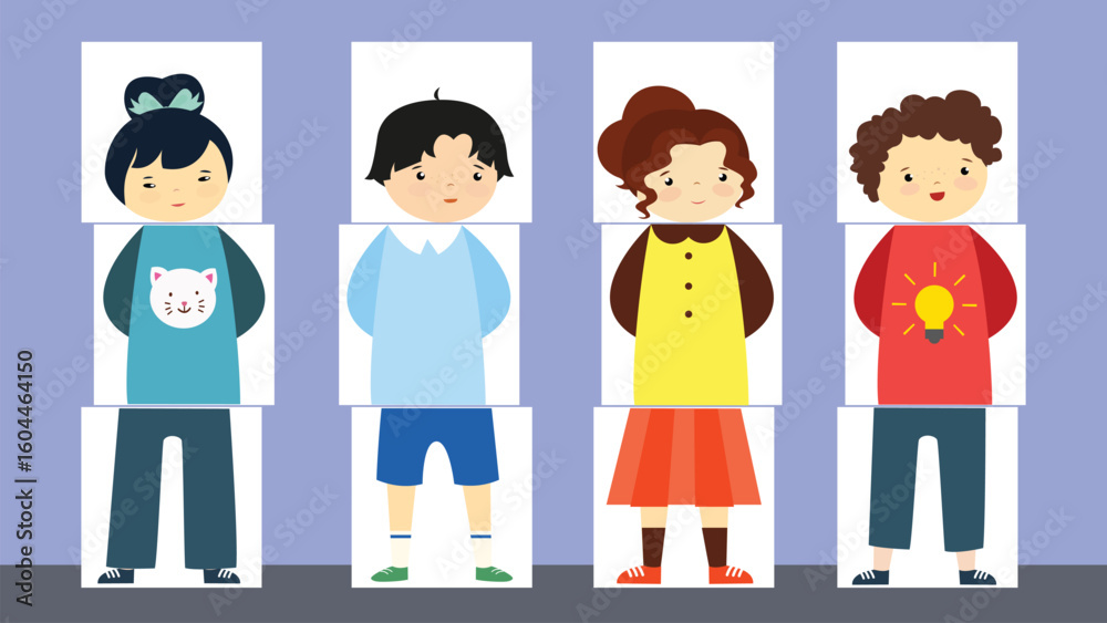 Obraz premium Children in the school. Vector illustration in flat style. Kids in school.