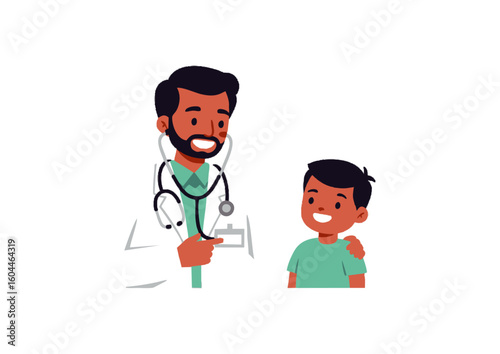  doctor giving health advice to a child patient