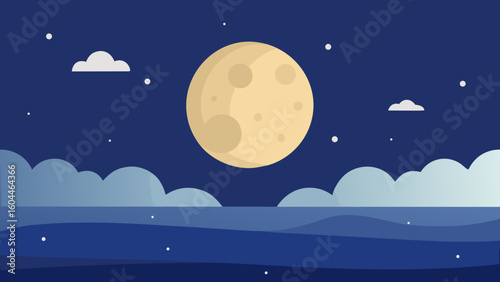 full moon calm ocean waves