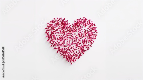 Pink confetti forming a heart figure