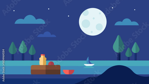 night picnic by the lake