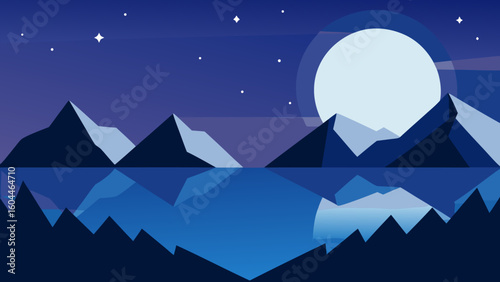 mountains under moonlight