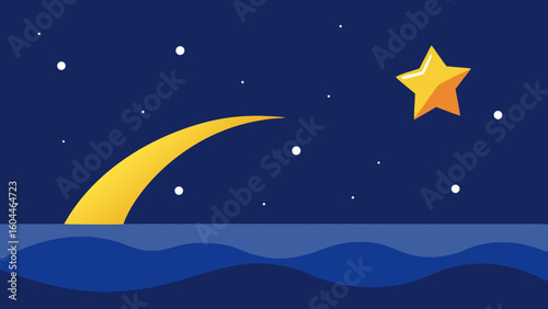 shooting star romantic sea night