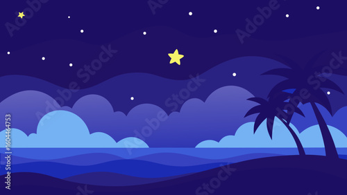 tropical night sky calm water