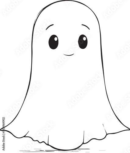 Gentle Ghost: A simple, adorable ghost illustration. A minimalist depiction of a friendly and innocent specter.