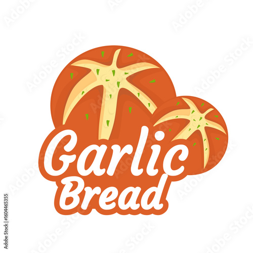 Garlic Bread Round Logo Illustration Appetizing Look for Bakery Label Food Design Cafe Restaurant Cartoon Style Unique and Simple Suitable for Bread Product Branding

