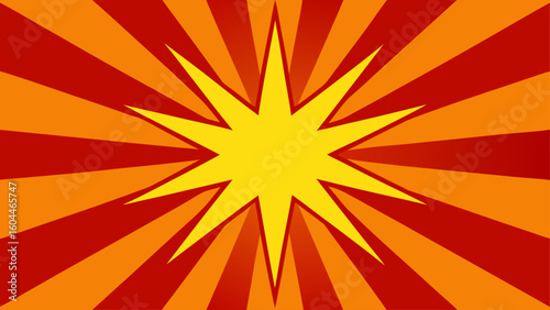 radiating comic style rays fiery red orange