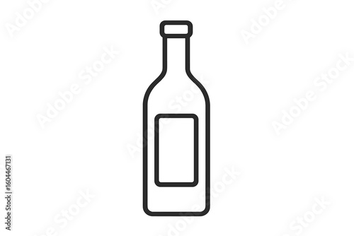 Minimalist Wine Bottle Outline Vector Illustration for Beverage Branding, Label Design, Packaging, Bar Menu, Restaurant Decor, Wallpaper, Wrapping Paper, Transparent Background