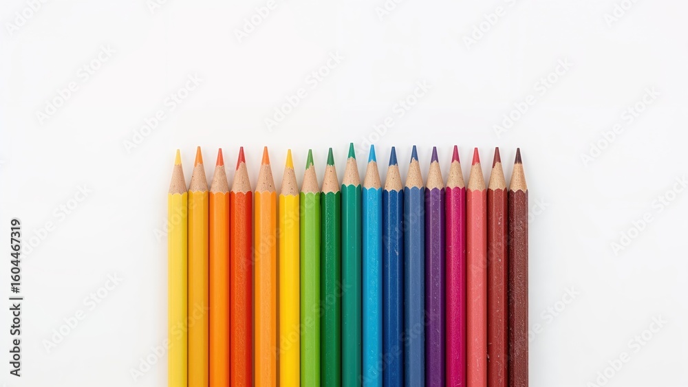 Obraz premium Box of colored pencils neatly organized on a white surface