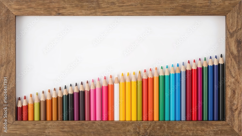 Obraz premium Assorted color pencils set against a white backdrop