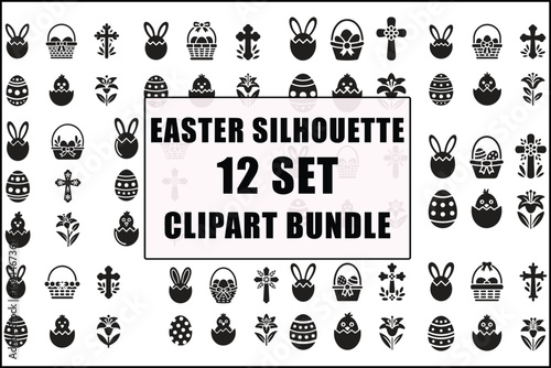 Easter Silhouette Clipart Bundle