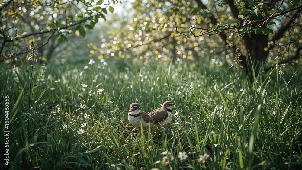 Fototapeta premium Avian Pratincoles Displaying Collared Plumage