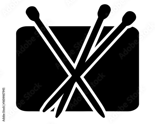 Illustration of knitting needles stored in a rectangular container icon design