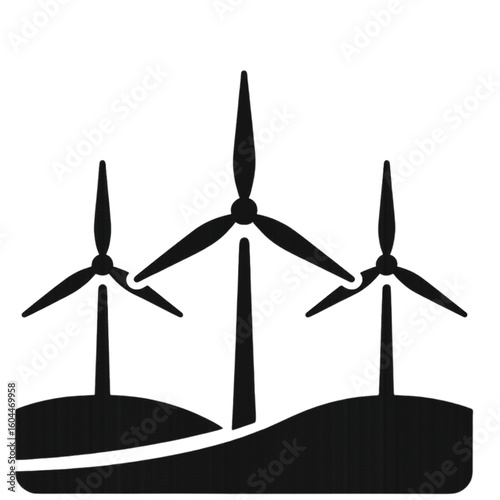 Clean energy wind turbines silhouette atop rolling hills generate sustainable power for a greener future, environmental protection