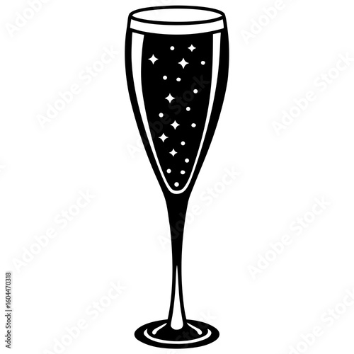 Champagne Flute  AI format, perfect for party, bar, and drink-themed designs. 