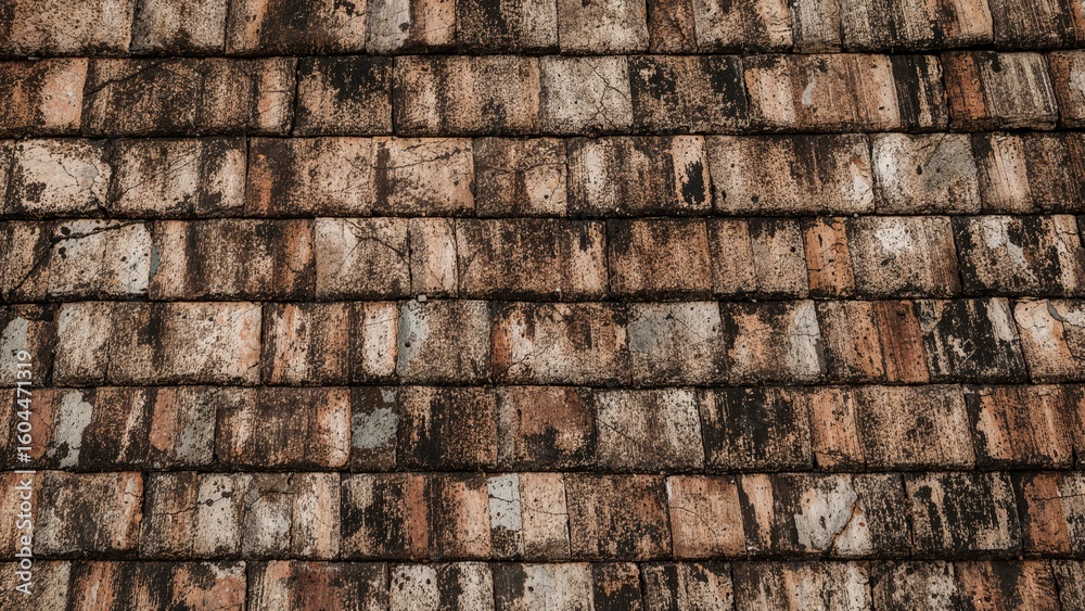 Abstract close-up featuring the lines and texture of an aged home roof Abstract close-up featuring the lines and texture of an aged home roof