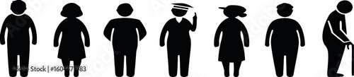 Diverse Group of People Silhouettes Showing Aging, Careers, and Life Stages