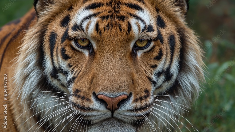 Fototapeta premium Portrait of a fierce tiger up close