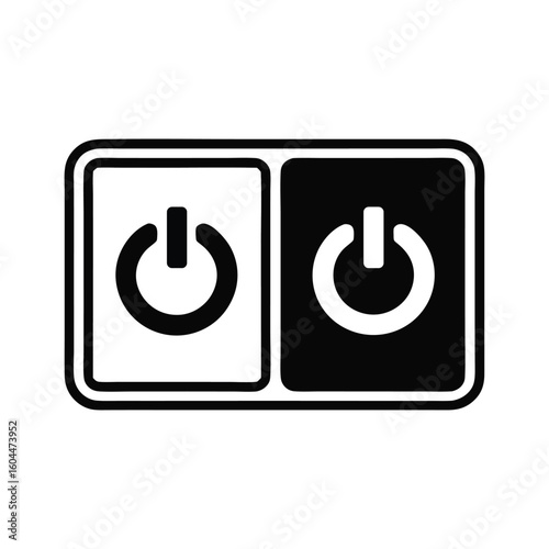 Simple Flat Power On and Off Icons Isolated on White
