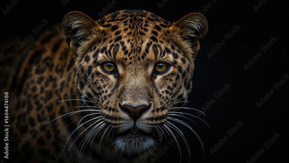 Obraz premium Adult leopard headshot on a dark setting