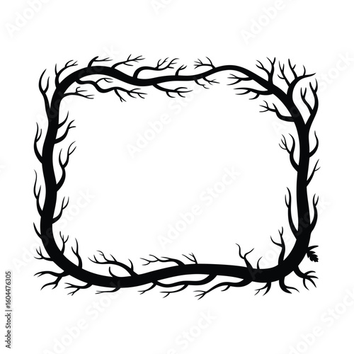 Halloween Frame with Twisted Branches 