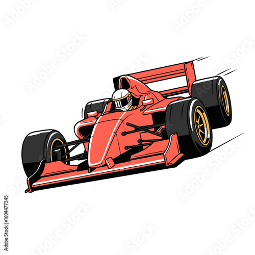 Red formula one car graphic. Racing soul t-shirt print. Catch me if you can. Asphalt fever design. Fast and fearless artwork. Red Formula Racecar Vector. High Speed Vehicle T-Shirt Graphic. 