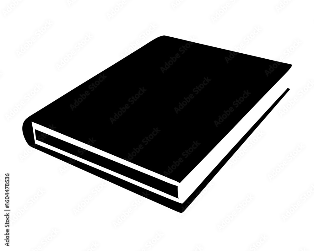 A simple black book lying down on a white background illustration A simple black book lying down on a white background illustration