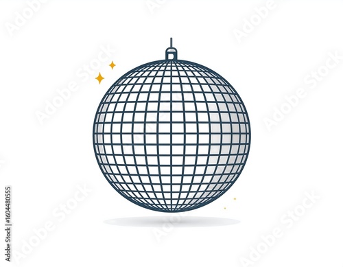 A simple, outlined disco ball graphic