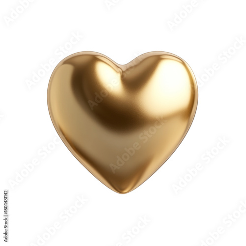 Shiny gold heart on black background: elegant 3d render