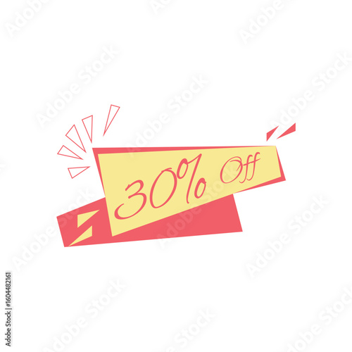 Sale off vector 30% discount tag. Different discount price, special offer, big discount. Advertisement clearance sale offer sign.