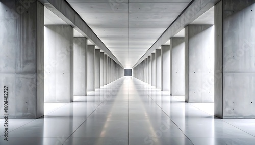 Empty, modern concrete hallway