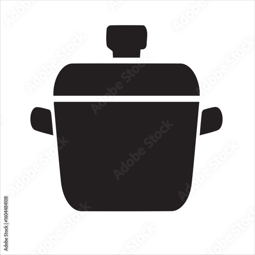 Simple black silhouette of a cooking pot with handles