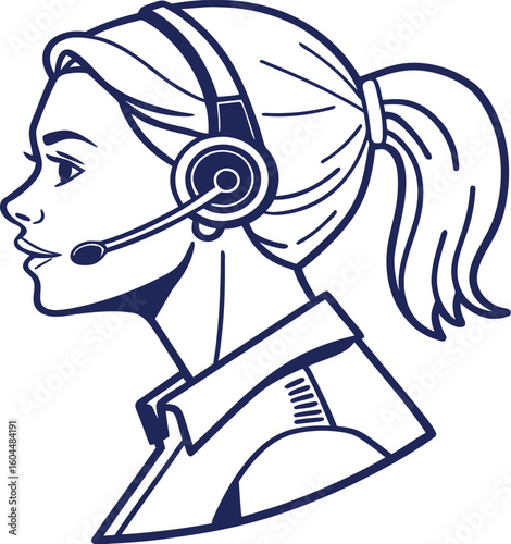 Customer service icon – headset on user avatar, clean vector flat design, ideal for call center or online support themes"