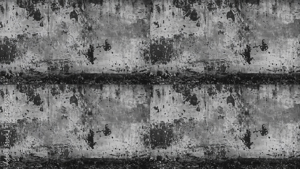 Obraz premium Composite image of rough-textured wall segments in grayscale with an unsettling vibe