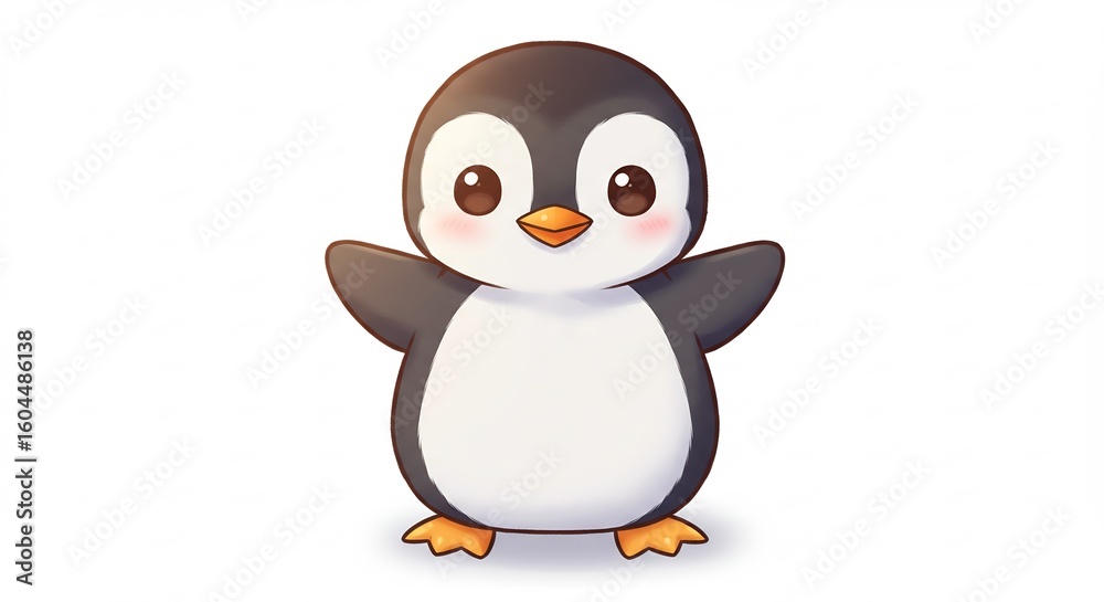 Obraz premium 愛らしいペンギン、柔らかな光で輝く. AI Generated