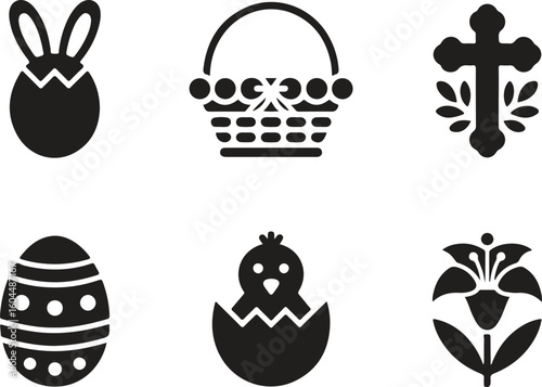 Easter Cross & Flower Icons | Christian Holiday SVG