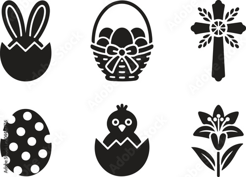 Easter Cross & Flower Icons | Christian Holiday SVG