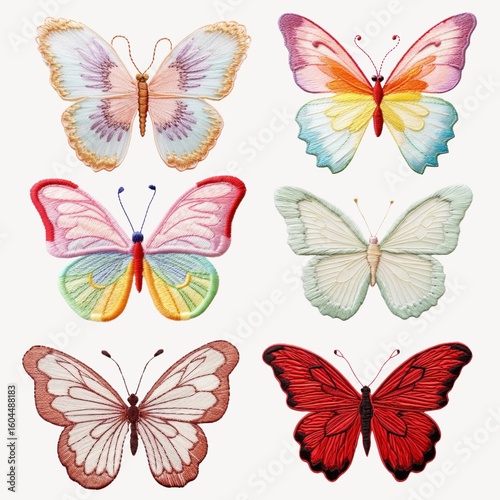 Embroidery nature textile design element set