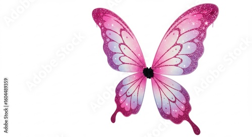 Pink Glitzer Schmetterlingsflugel leuchten sanft. AI Generated