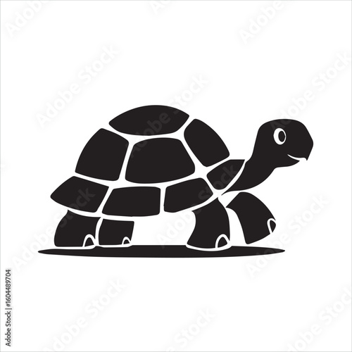Simple black silhouette of a cartoon tortoise