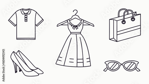 Fashion and Clothing Icon Set – Vector Icons for Apparel, Style, and Wardrobe Essentials
