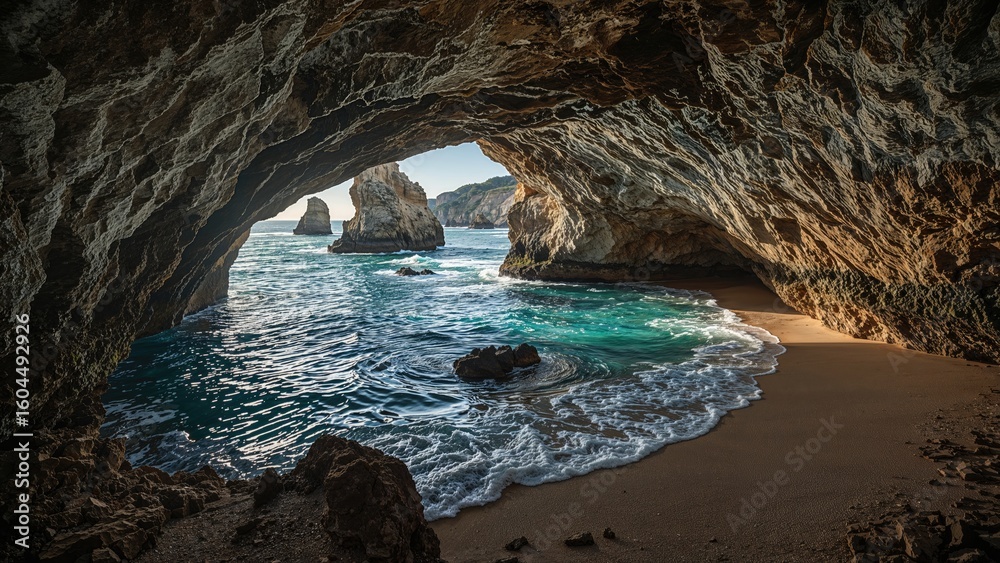 Fototapeta premium Inside Look at the Water's Edge Within a Cavern