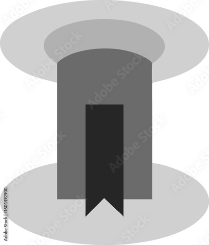 Gray spool with ribbon cutout graphic