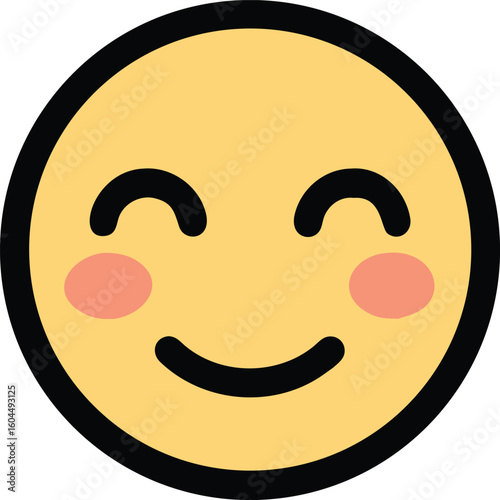 Happy yellow face with blushing cheeks smile